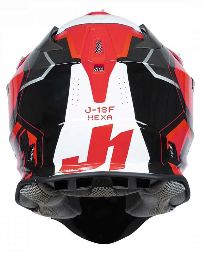 Just1 J18 Hexa White Fluo Red Black шлем кроссовый