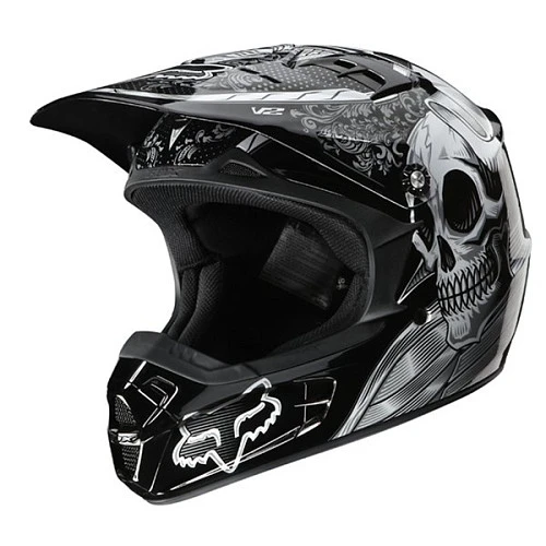Шлем Fox Racing V2 Vandal, черный с черепом.