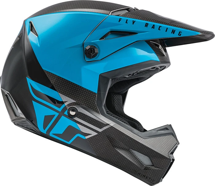 Fly Racing Kinetic Straight Edge шлем кроссовый, сине-серо-черный
