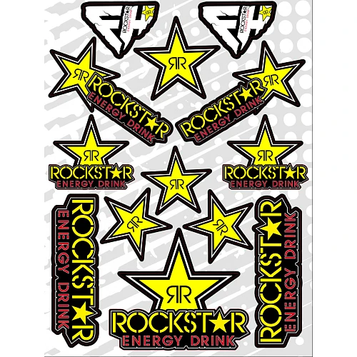 Набор наклеек А4 RockStar на светлом фоне