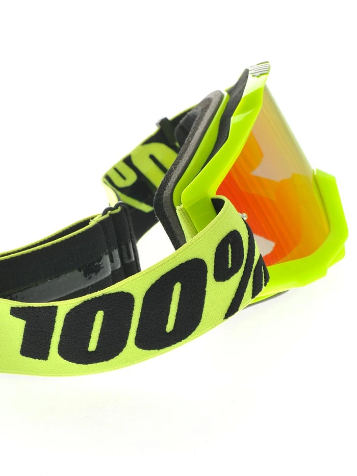 100% Accuri Fluo Yellow Red Mirror Lens мотоочки