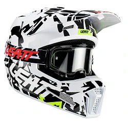 Leatt Kit Moto 3.5 Zebra шлем кроссовый + Velocity 4.5 мотоочки
