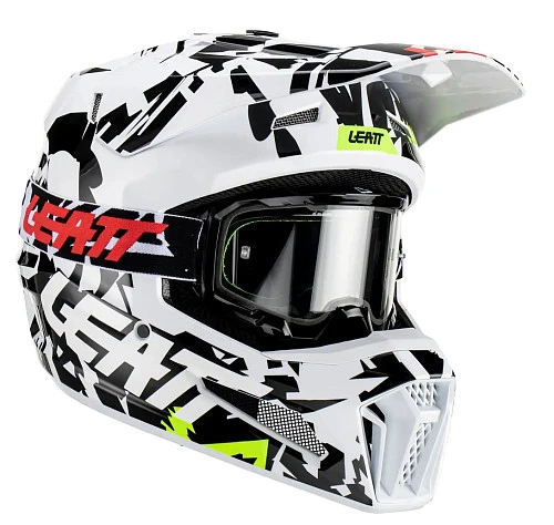 Leatt Kit Moto 3.5 Zebra шлем кроссовый + Velocity 4.5 мотоочки