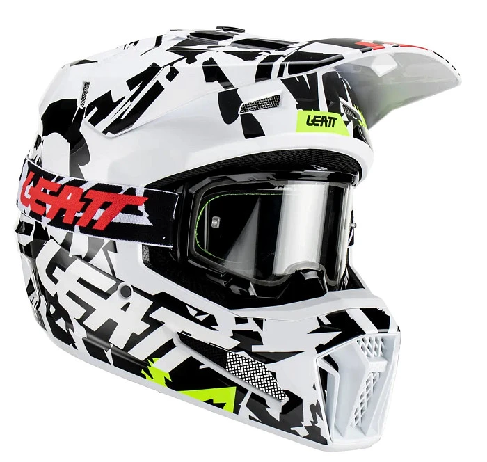 Leatt Kit Moto 3.5 Zebra шлем кроссовый + Velocity 4.5 мотоочки