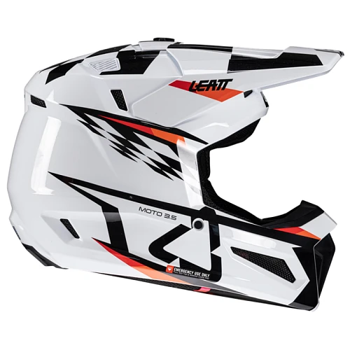Leatt Kit Moto 3.5 Jr V25 White шлем подростковый + Vizion 2.5s мотоочки, белый