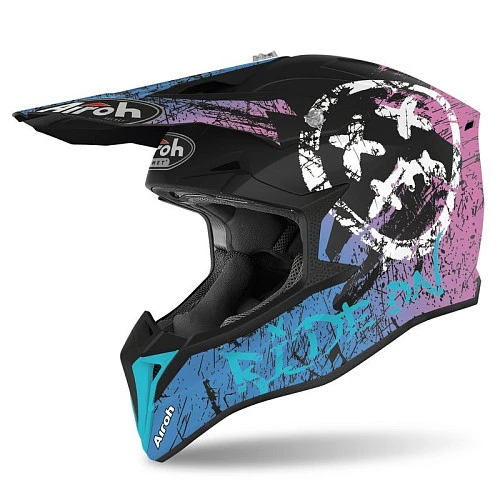 Airoh Wraap Smile Violett шлем внедорожный, черно-фиолетовый