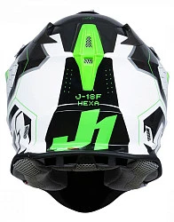 Just1 J18 Hexa Fluo Green Black White шлем кроссовый