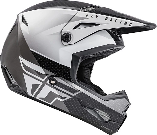 Fly Racing Kinetic Straight Edge шлем кроссовый, черно-белый