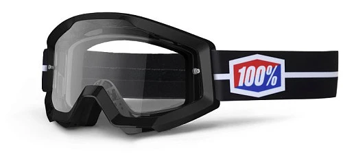 100% Strata мотоочки, черный, прозрачная линза
