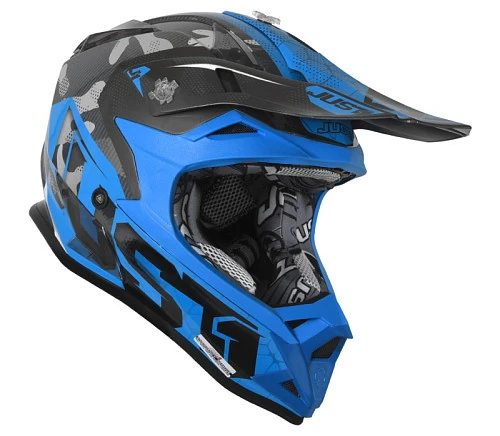 Just1 J32 SWAT Camo Blue Fluo шлем кроссовый, сине-черный