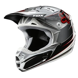 Шлем Fox Racing V2 Race, бело-черно-серый.