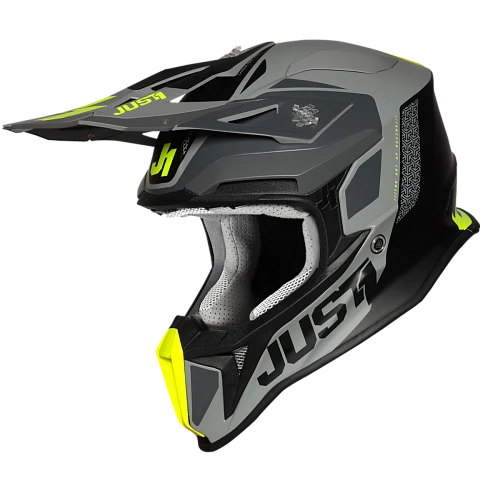 Just1 J18 Pulsar Fluo Yellow-Grey-Black Matt шлем кроссовый