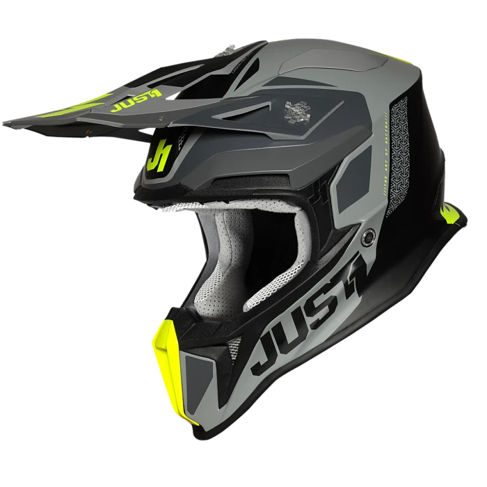 Just1 J18 Pulsar Fluo Yellow-Grey-Black Matt шлем кроссовый