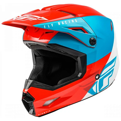 Fly Racing Kinetic Straight Edge шлем кроссовый детский, красно-бело-синий