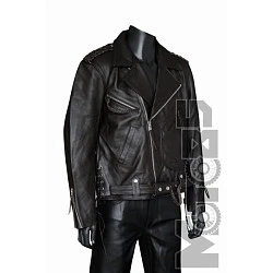 First M750BRN/CC Куртка косуха мужская кожаная с плетением, коричневая