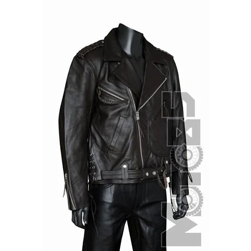 First M750BRN/CC Куртка косуха мужская кожаная с плетением, коричневая