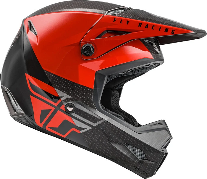 Fly Racing Kinetic Straight Edge шлем кроссовый, красно-черно-серый