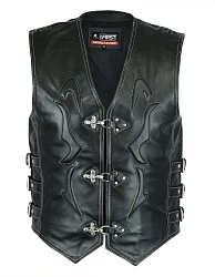 First V704 Жилет кожаный мужской с драконом