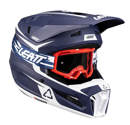 Leatt Kit Moto 3.5 Jr V26 Blue шлем подростковый + Vizion 2.5s мотоочки, синий