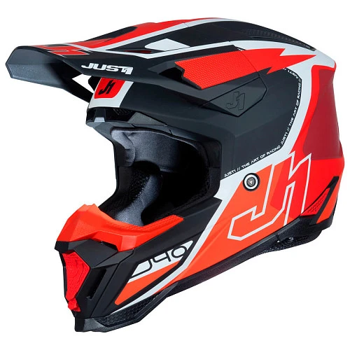 Just1 J40 Flash Red White Black шлем кроссовый, красно-бело-черный