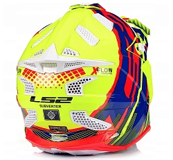 LS2 MX470 Subverter Bomber шлем кроссовый, желто-сине-красный