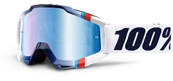 100% Accuri White Chrysta/Mirror Blue Lens мотоочки, бело-синий, зеркальная синяя линза
