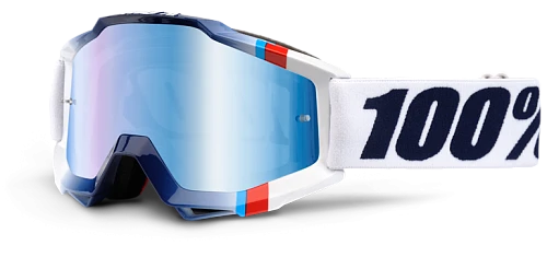 100% Accuri White Chrysta/Mirror Blue Lens мотоочки, бело-синий, зеркальная синяя линза
