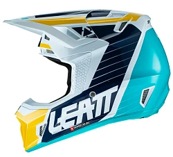 Leatt Kit Moto 7.5 V22 Aqua шлем кроссовый + Velocity 4.5 мотоочки