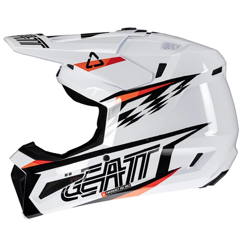 Leatt Kit Moto 3.5 Jr V25 White шлем подростковый + Vizion 2.5s мотоочки, белый