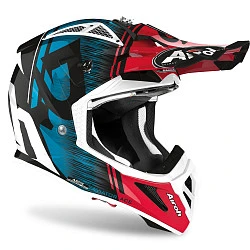 Airoh Aviator Ace Kybon Blue/Red Gloss шлем внедорожный