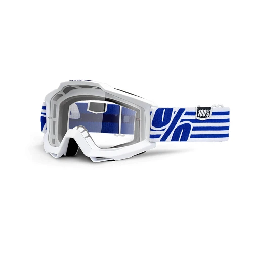 100% Accuri Nimitz мотоочки, бело-синий, прозрачная линза