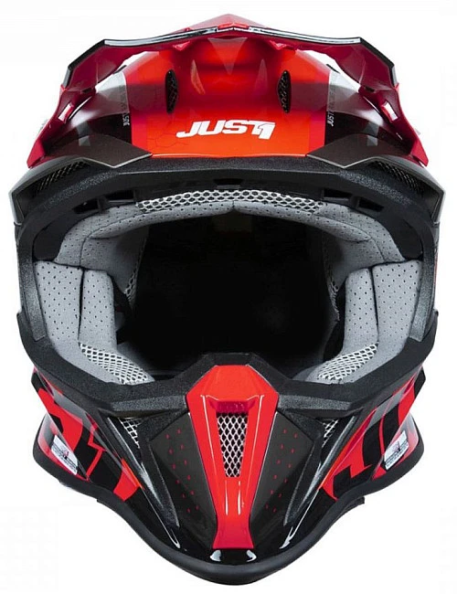 Just1 J18 Hexa White Fluo Red Black шлем кроссовый