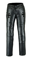 First L505 Кожаные брюки на шнуровке, женские, черный