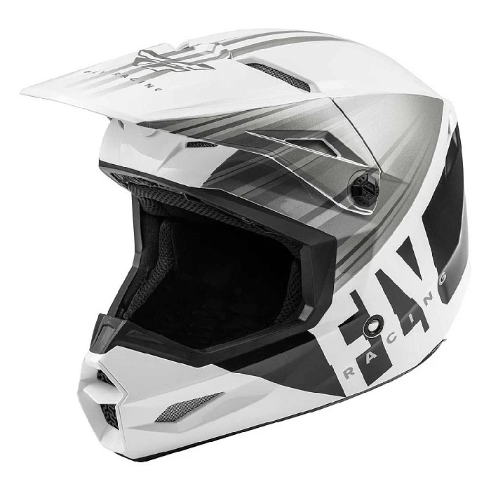 Fly Racing Kinetic K220 2020 шлем кроссовый, бело-серо-черный