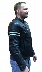 First Vintage Кожаная мужская мотокуртка, черный