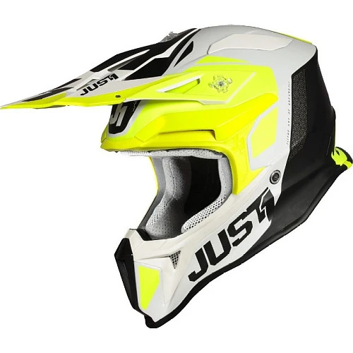 Just1 J18 Pulsar шлем кроссовый, желто-бело-черный