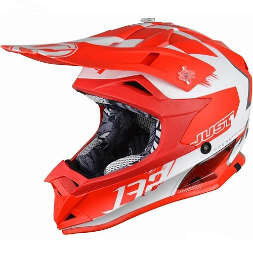 Just1 J32 PRO Kick шлем кроссовый, красно-белый