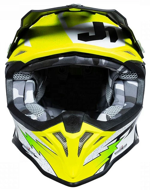 Just1 J39 Poseidon Fluo Yellow Black White шлем кроссовый
