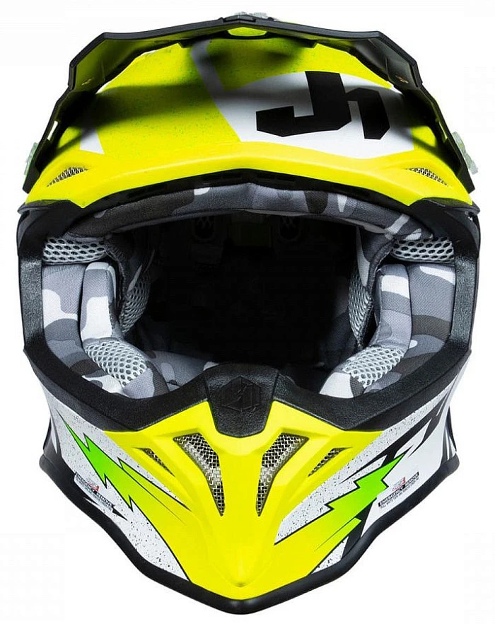 Just1 J39 Poseidon Fluo Yellow Black White шлем кроссовый