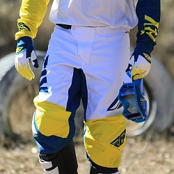 Fly Racing F-16 2019 мотоперчатки детские, бело-желто-синий