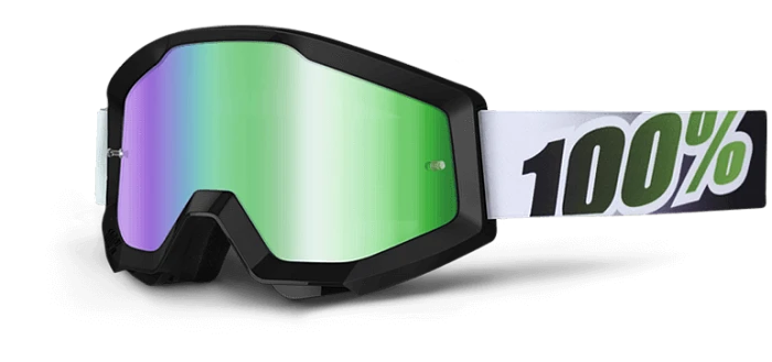 100% Strata Black Lime Mirror Green Lens мотоочки