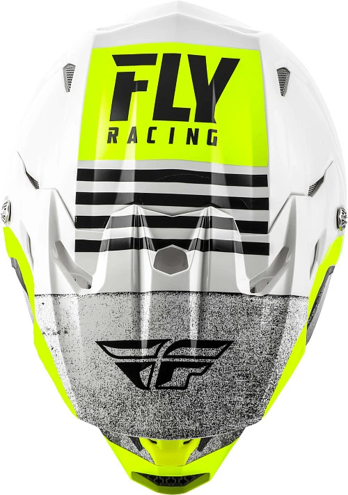 Fly Racing Toxin MIPS Embargo шлем кроссовый, бело-черно-салатовый