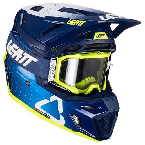 Leatt Kit Moto 8.5 V24 Blue шлем кроссовый + Velocity 5.5 мотоочки, синий