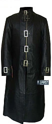 First M902 Плащ мужской кожаный удлиненный, на застежках