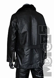 First M401 ZO Куртка кожаная удлиненная на молнии с меховой подкладкой и воротником