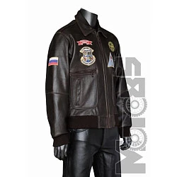 First M365BRN Бомбер кожаный без подкладки, коричневый, 4XL-6XL