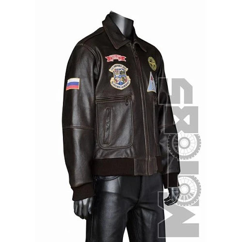 First M365BRN Бомбер кожаный без подкладки, коричневый, 4XL-6XL