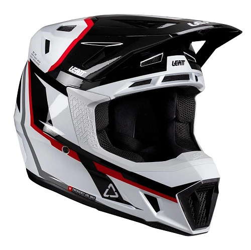 Leatt Kit Moto 7.5 V26  White/Red шлем кроссовый + Velocity 4.5 мотоочки, бело-красный