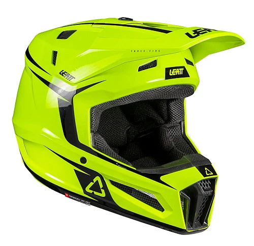 Leatt Kit Moto 3.5 Jr V26 Neon Yellow шлем подростковый + Vizion 2.5s мотоочки, желтый