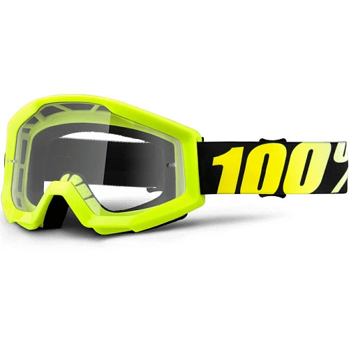100% Strata Neon Yellow Clear Lens мотоочки, желтый